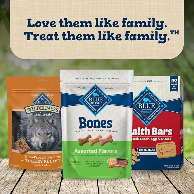 Blue Buffalo Bones Variety Pack Small Dog Biscuits, 16 oz, 4 ct | Assorted Beef, Chicken & Bacon Flavors, For Dogs 15 lbs. or More, No Corn, Wheat, or Soy