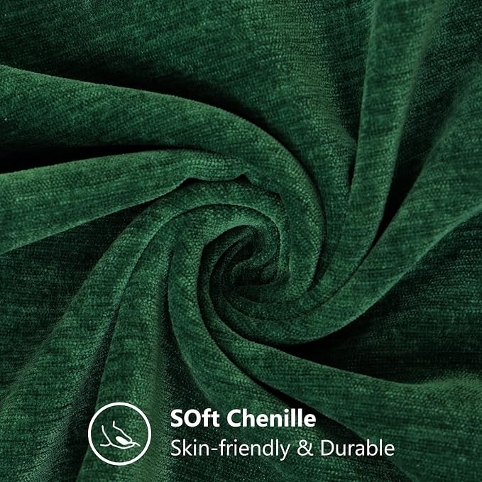 decorUhome Soft Chenille Christmas Green Throw Pillow Covers 18X18 Set of 2 | Decorative Fall Couch Pillow Covers Solid Dyed Accent Modern Farmhouse Neutral Square Pillow Cases for Sofa