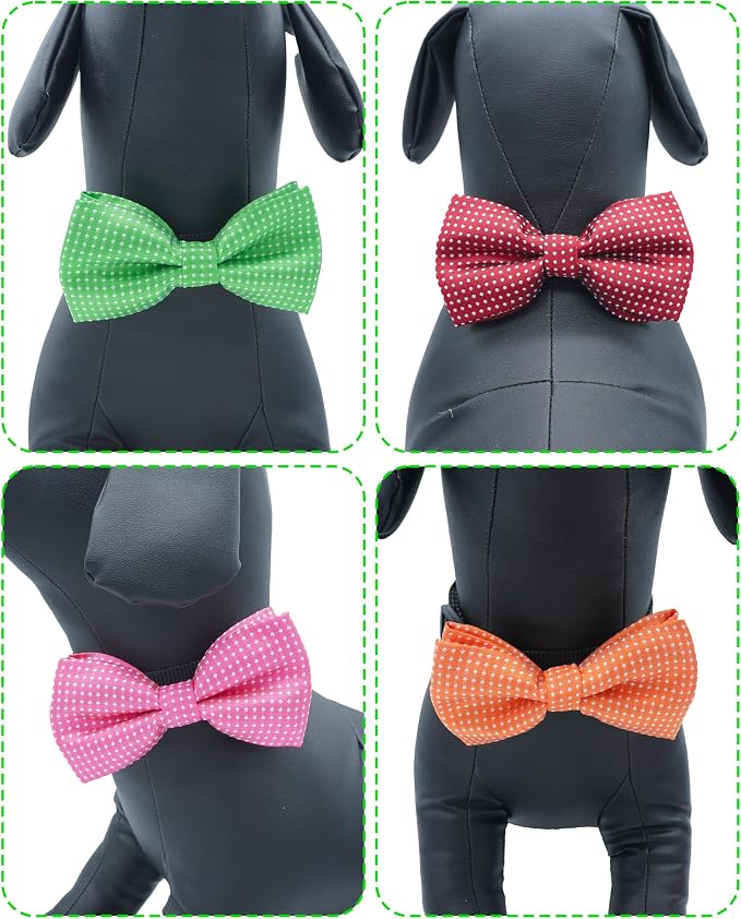 PET SHOW 8 Pack Dot Dog Bowties for Large Dogs Slide on Collar