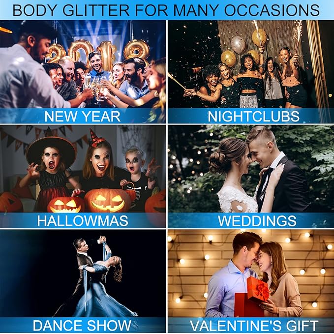 Holographic Face Glitter Gel Body Shimmer Makeup for for Hair, Face, Clavicle, Arm, Nail, Eyeshadow, Long Lasting Waterproof Mermaid Sequins Party Glitter for Rave Festival, 1.35oz (Luminous Orange)