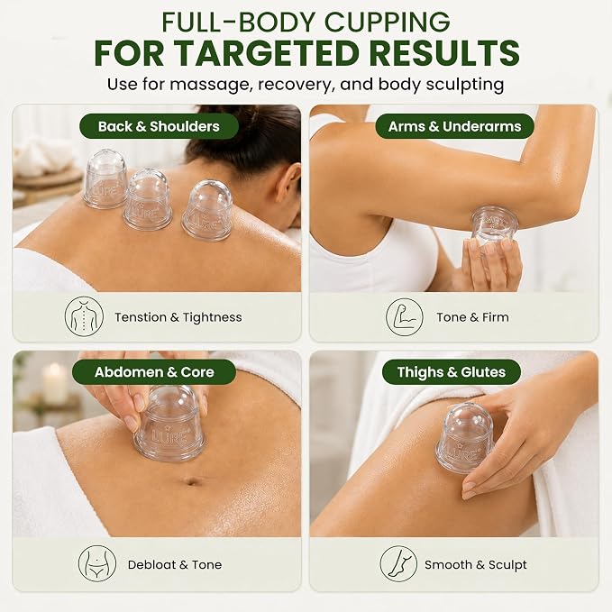 Silicone Cupping Therapy Set 6 Professional Massage Cupping Cups for Cupping Therapy Cup Kit for Massage, Myofascial Release, Cellulite Reduction