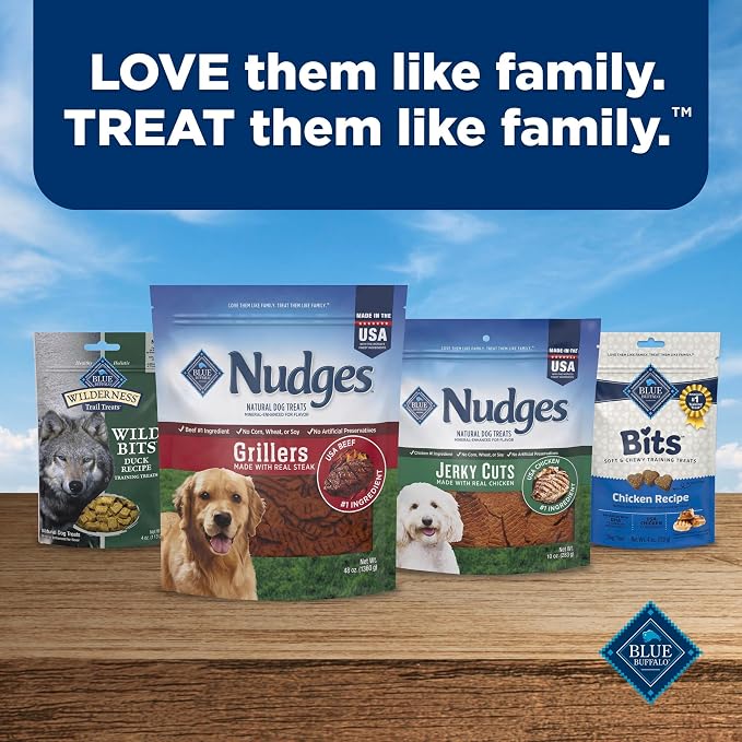 Blue Buffalo Nudges Grillers Natural Dog Treats, Made in the USA with Real Chicken, 16-oz Bag (Pack of 5)