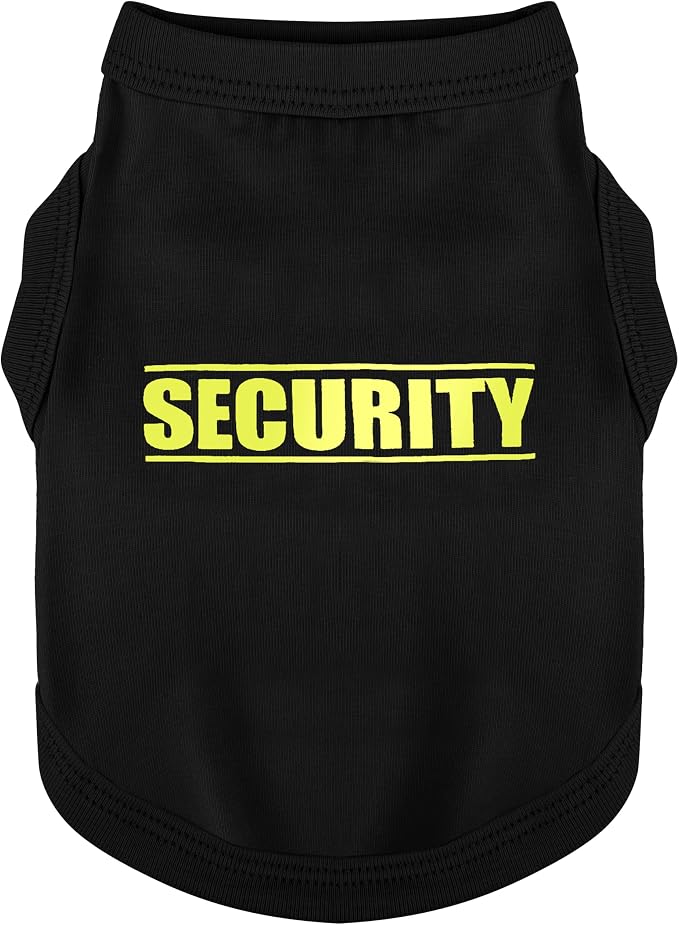 Discover Cozy Cotton Canine Wear: Soft, Lightweight, and Breathable Dog Shirt Vest with Eye-Catching Graphics(Security), Keeping Your Furry Friend Warm and Comfy! Black XL