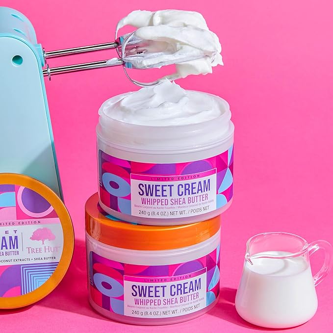 Tree Hut Sweet Cream Whipped Shea Body Butter, Hydrating & Nourishing Body Lotion with Natural Oils, Moisturizer for Soft & Smooth Skin, 8.4 Oz