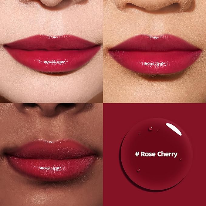 bayfree Liquid Cheek & Lip Stain, Korean Lip Tint with Moisturizing & Weightless, Non-Sticky, Long-Lasting, Kiss-proof, All Long-wearing, Vegan Makeup (Rose Cherry)