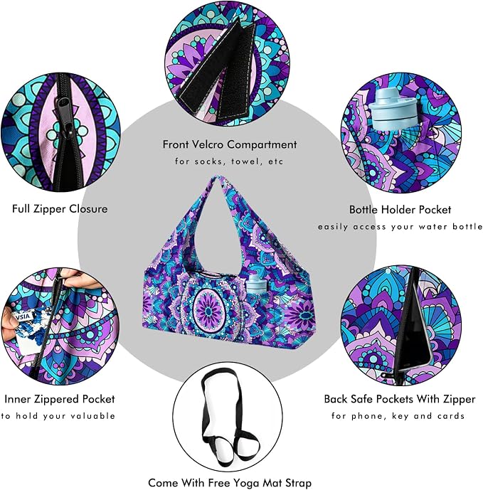 Yoga Mat Bag Large Yoga Bag and Carrier with Strap Zipper and Pockets Fits All Your Stuff Yoga Tote Pilates Bags for Women Fit Most Size Mats