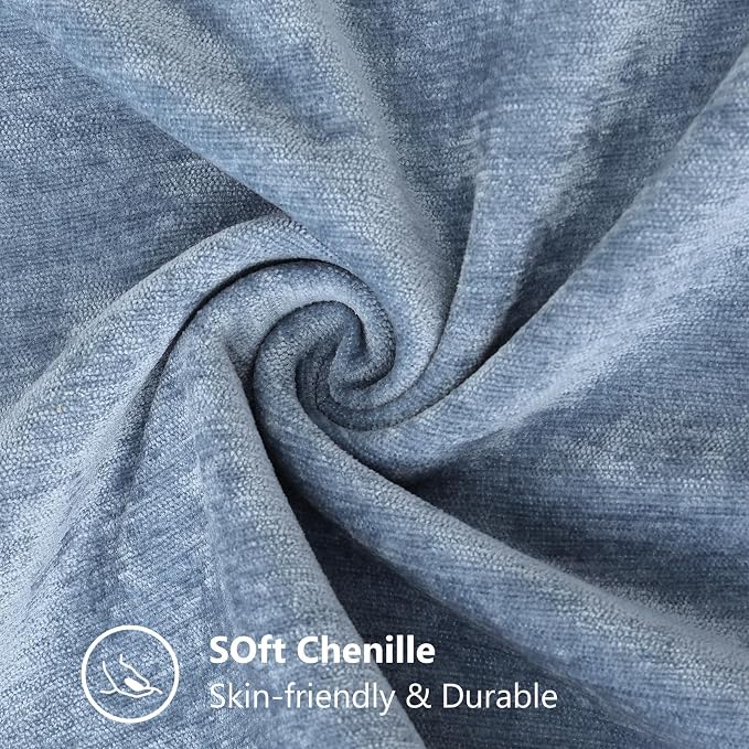 decorUhome Soft Chenille Throw Pillow Covers 20x20 Set of 2 Blue | Fall Textured Decorative Throw Pillow Cases Stitched Edge Modern Farmhouse Luxury Boho Velvet for Couch Sofa Bed Home Decor