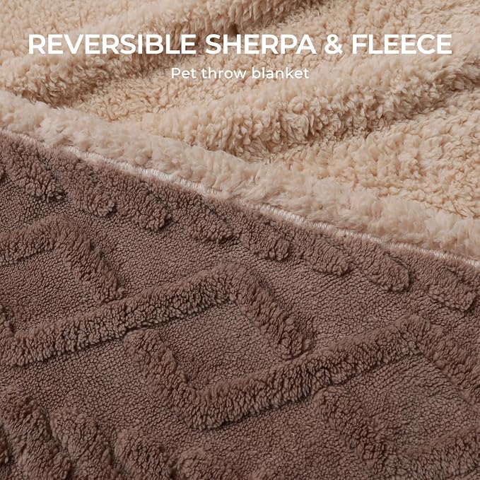 Luciphia Waterproof Dog Blanket, Reversible Sherpa Fleece for Couch Cover | Reversible waterproof pet blanket soft fleece machine washable protect couch bed, Khaki-thicken 57" x 40"