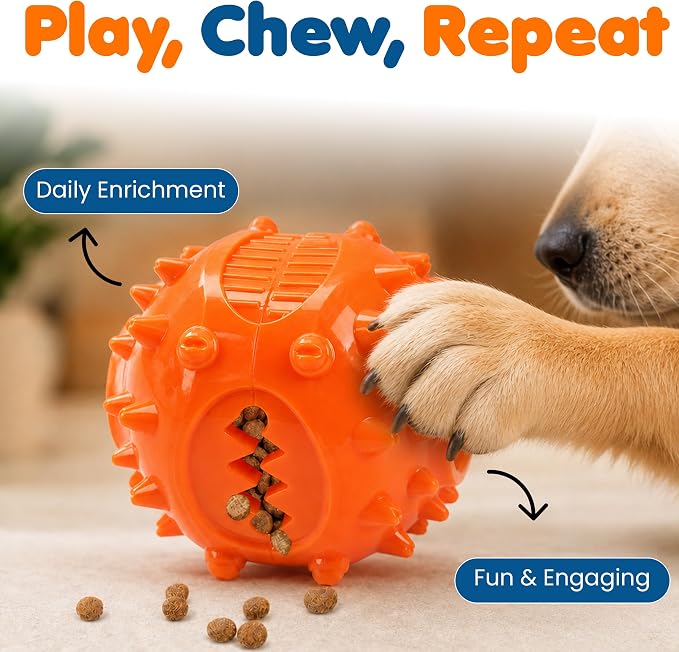 PETZY Dog Treat Dispenser Toy, Interactive Puzzle Feeder for Mental Stimulation, Enrichment Activity, Slow Feeding Game, Boredom Buster, Cognitive Training, Reward Ball for Puppies & Adult Pets