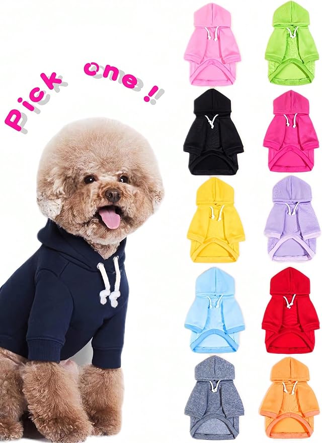 Basic Dog Hoodie Sweatshirt Puppy Sweater Warm Cat Costumes Pet Clothes for Chihuahua Puppy Kitten Small Medium Dogs Green X-Large
