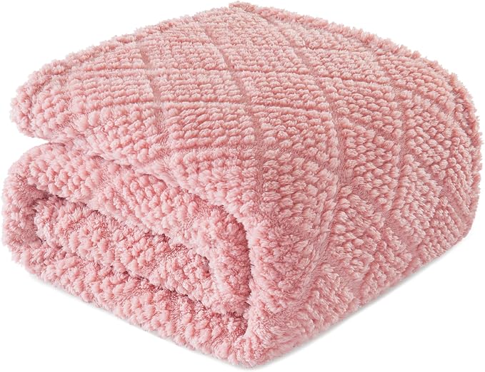 Whale Flotilla Soft Fleece Throw Blanket for Couch, Pink | Jacquard Waffle Blankets for Home Decor, Lightweight and Cozy, All Season Suitable, 50x60 Inch