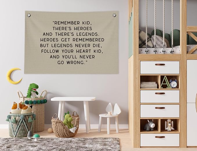 Vintage Baseball Wall Decor for Boys Room, Inspirational Sports Quote Canvas Banner, Retro Baseball Nursery Wall Art & Hanging Flag Pennant for Bedroom, Playroom and Baby Shower Gifts,30x20 Inch
