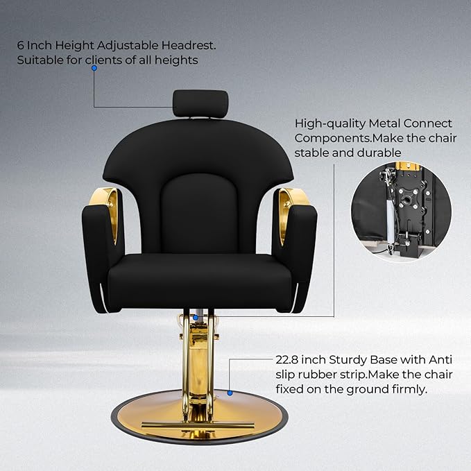 Reclining Barber Chair Styling Hair Chair for Home Barbershop Height Adjustable 360 Swivel Salon Chair for Hair Stylist