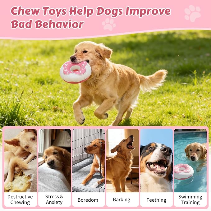 Tough Dog Chew Toys Indestructible Squeaky Toys for Aggressive Chewers Outdoor Swimming Interactive Tough Chew Toys for Medium and Large Dogs