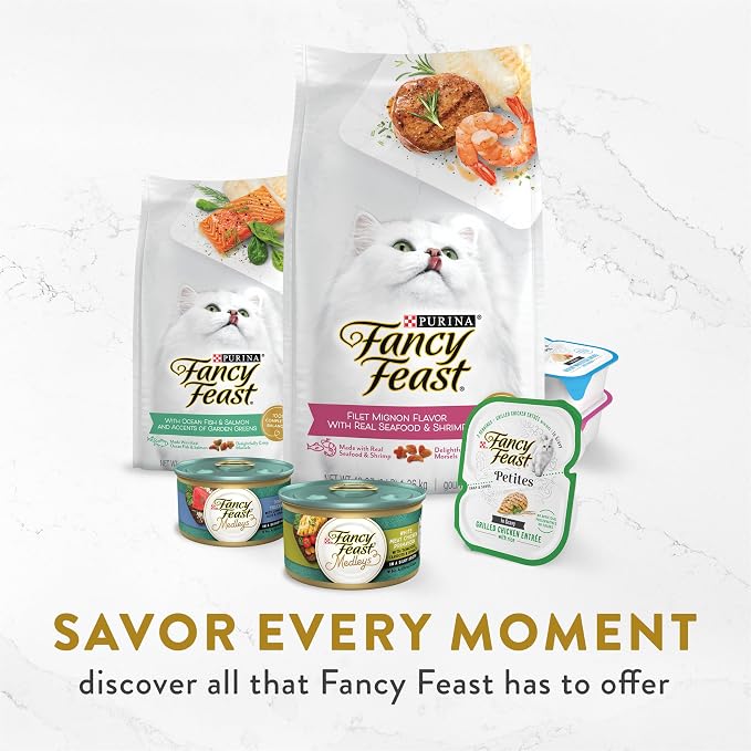 Fancy Feast Purina Appetizers Lickable Grain Free Wet Cat Food Topper Wild Alaskan Salmon Appetizer - 1.1 oz. Trays,(Pack of 20)