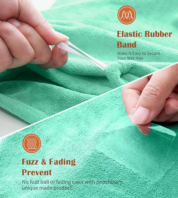 POPCHOSE Microfiber Hair Towel Wrap, Stocking Stuffers for Women, 3 Packs Fast Drying Hair Turbans, Super Absorbent Hair Towel for Women, Anti Frizz Hair Wrap Towels Wet, Curly, Longer, Thicker Hair