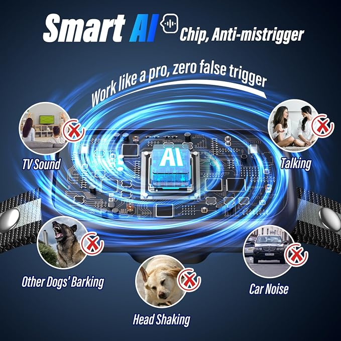 Dog Bark Collar, Instant Bark Solution, Smart Anti Barking Device with 4 Correction Modes, Fast-Acting Barking Collar for for Large Medium Small Dogs 5-150lbs, Ideal for Home & Outdoor