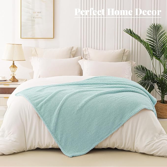 Whale Flotilla Extra Large Soft Fleece Throw Blanket for Couch | 50x70 Inch, Light Blue, Suitable for Sofa Chair Bed, Fluffy Fuzzy Jacquard Blankets for All Season, Lightweight and Cozy