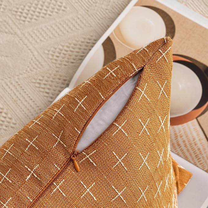 MIULEE Pack of 2 Decorative Burlap Linen Spring Throw Pillow Covers Farmhouse Pillowcases Modern Rustic Woven Textured Cushion Cover for Sofa Couch Bed 24x24 Inch Hazel