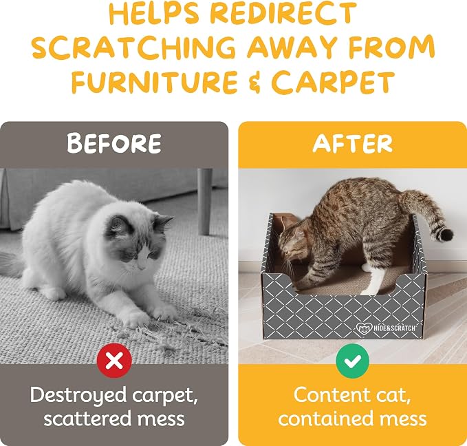 Hide & Scratch Cardboard Cat Scratcher Box & Bed Dark Grey Diamond Pad