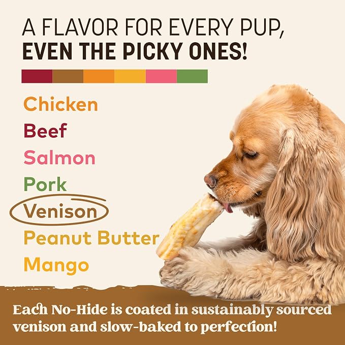 Earth Animal No Hide Dog Chews - Rawhide Free Small Rolls 2 Count Venison | Small Rolls Venison Flavored Natural Rawhide Free Long Lasting Dog Chews - Pet Treats for Small Dogs