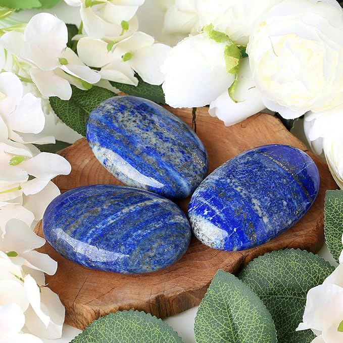ZHIYUXI 2.4" Lapis Lazuli Crystals Gemstones and Crystals and Stones Blue Lapis Lazuli Stone Blue Crystal Energy Balancing Therapy Polished Stones Palm Stone Mediation Gifts 1PC
