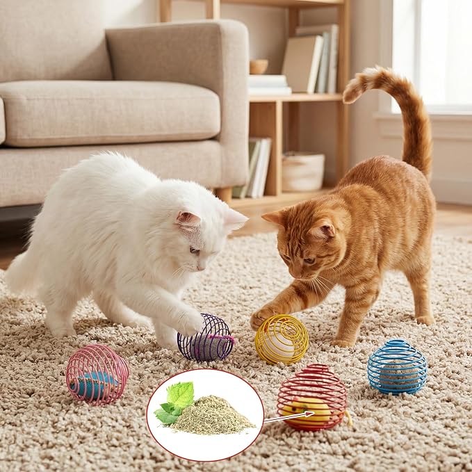 Jecery 5 Pcs Cat Toys Spring,Catnip Rats,Soft Color