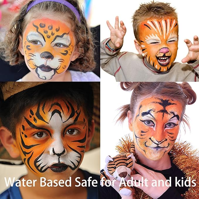 MEICOLY Orange Face Body Paint Stick for Halloween SFX Pumpkin Tiger Lion Cosplay Makeup,Orange Face Paint for Adults and Kids,Waterproof Eye Black Stick for Baseball Softball Football Lacrosse