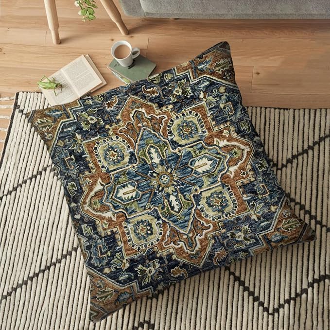 Boho Throw Pillow Covers 20x20 inch Set of 2,Bohemian Vintage Carpet Pattern Antique Ethnic Decor Double Sided Pattern Cushion Cover Soft Pillow Case Living Sofa Room Bed Square Pillow Cover