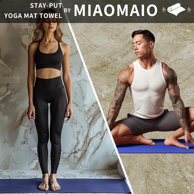 MIAOMIAO 2 Pack Non-Slip Hot Yoga Towel Set,Super Absorbent Microfiber in, 24.5" x 72" - Anti-Slip, Injury Free Design for Pilates, Yoga Mats, Exercise, and Fitness Gear Light Pink