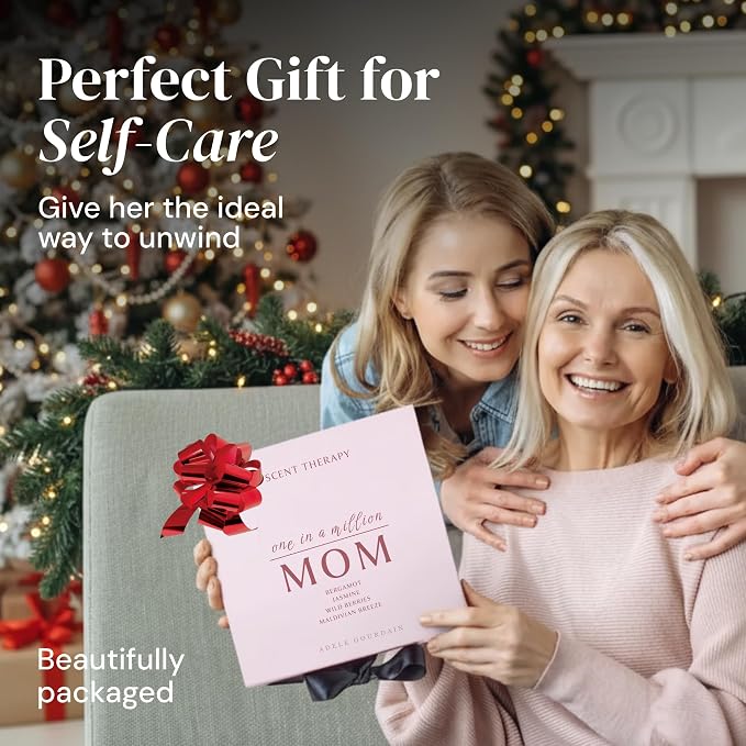 6-pc Scented Candle Gift Set for Mom, Aromatherapy Inspired, Adelegourdain | Incl. 4 Soy Wax Candles and 2 Fragrance Packets - Mom Gift Box - Scents incl. Bergamot, Maldivian Breeze, Jasmine, Berries