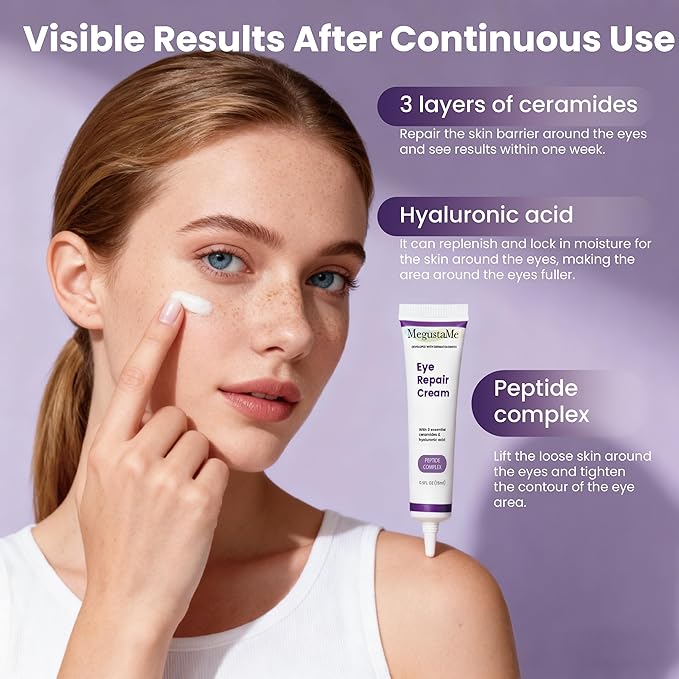Eye Repair Cream 15ml - Peptide Complex Eye Cream with 3 Essential Ceramides, Niacinamide & Hyaluronic Acid, Dermatologist Developed Anti-Aging Eye Treatment for Fine Lines, Dark Circles.