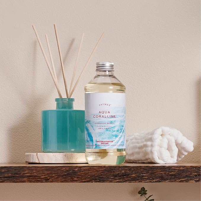Thymes Aqua Coralline Reed Diffuser Oil - Room Fragrance Oil - Flameless Home Fragrance - 7.75 Fl Oz