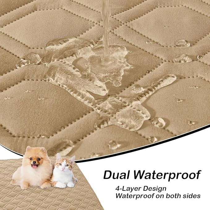 Waterproof Dog Bed Blanket - Soft Pet Blanket & Sofa Cover for Dogs | Reversible Washable Furniture Protector, Couch Covers for Pets (52x82 Inch, Camel/Camel)