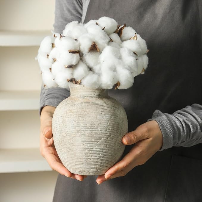 Vanselia Ceramic Flower Vase Home Decor - Small Farmhouse Table Vases Rustic Vintage Living Room Kitchen Bedroom Decorations for House Book Shelf Office Coffee Desk Dining Fireplace (6" Retro)