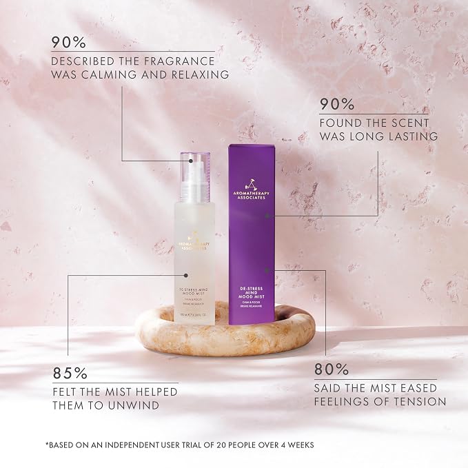 Aromatherapy Associates De-Stress Mind Mood Mist, 100ml, Calming Aromatherapy Spray, Body, Room & Pillow Spray with Camomile, Frankincense & Ashwagandha, Alcohol-Free Essential Oil Mist for Relaxation