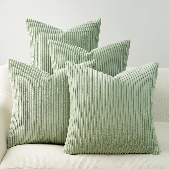 Topfinel Sage Green Decorative Throw Pillow Covers Set of 4,Soft Velvet Modern Double-Sided Designs Match Cushion Cases for Home Decor, Pillow Inserts Not Included (16x16 inch)