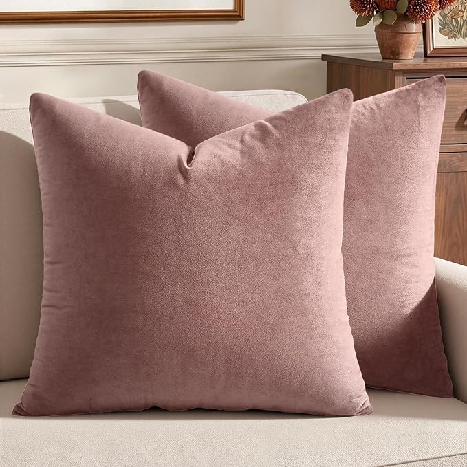 MIULEE Velvet Throw Pillow Covers 20x20 Inch Pack of 2 Jam | Soft Solid Decorative Pillow Covers, Modern Luxury Home Decor, for Couch Chair Sofa Bedroom Livingroom