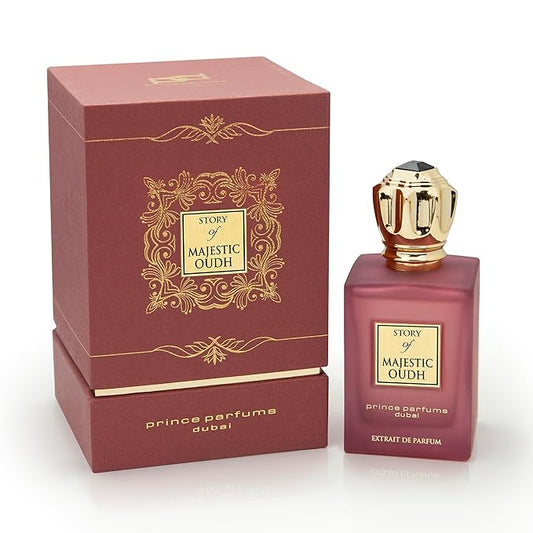 Prince Parfums Dubai - Majestic Oudh Extrait de Parfum - Unisex Luxury Fragrance - 3.4 oz - Long-Lasting Signature Scent - Sophisticated, Rich Oudh with Amber, Vanilla, and Musk