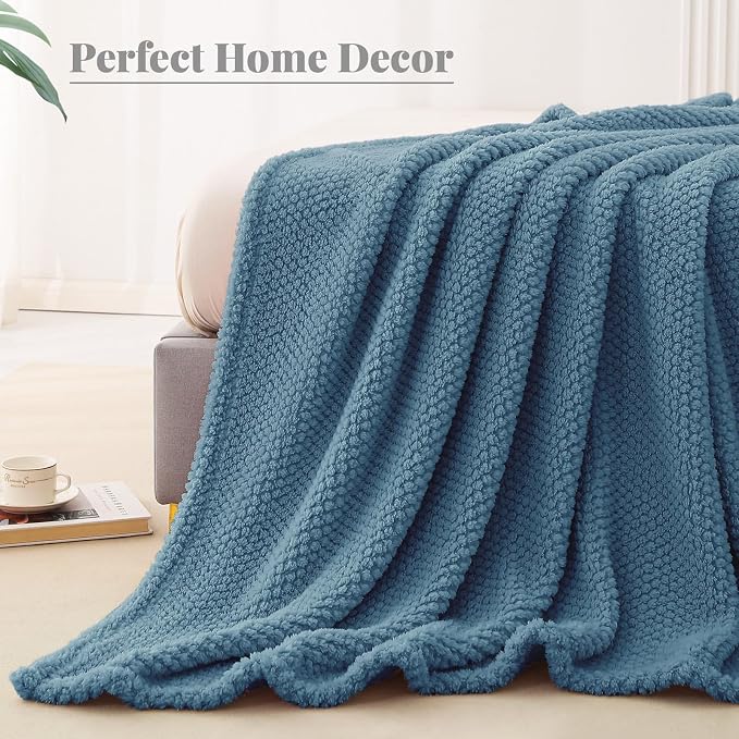 Whale Flotilla Soft Fleece King Size Bed Blanket, Slate Blue | 90x104 Inch, Suitable for Bed, Fluffy Fuzzy Jacquard Blankets for All Season, Lightweight and Cozy