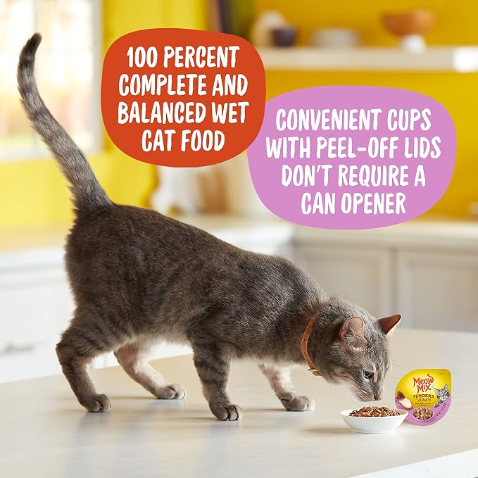 Meow Mix Tenders in Sauce, Wet Food with Real Turkey & Giblets, 12 Cups