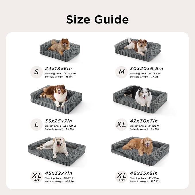Bedsure ComfyFleece™ Memory Foam Orthopedic XL Plus Dog Bed 45" | Comfort Egg-Crate Foam Pet Couch Sofa,Washable Corduroy Cover,Cozy Bolstor Waterproof Puppy Bed, Non-Slip Bottom,Blue