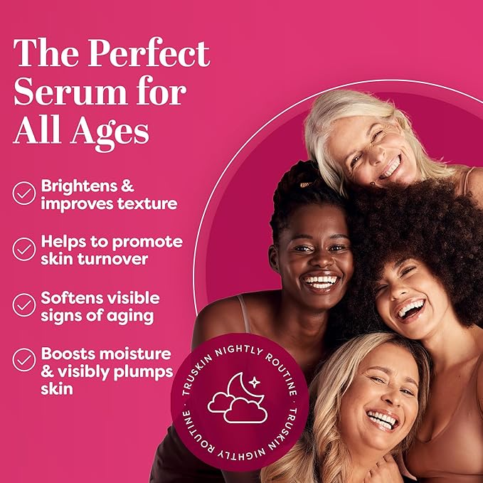 TruSkin Vitamin C Super Serum - Niacinamide, Retinol, Hyaluronic Acid & Squalane - All-in-One Anti Aging Serum for Face – Improve Appearance of Dark Spots, Firmness for Brighter Looking Skin, 2 Fl Oz