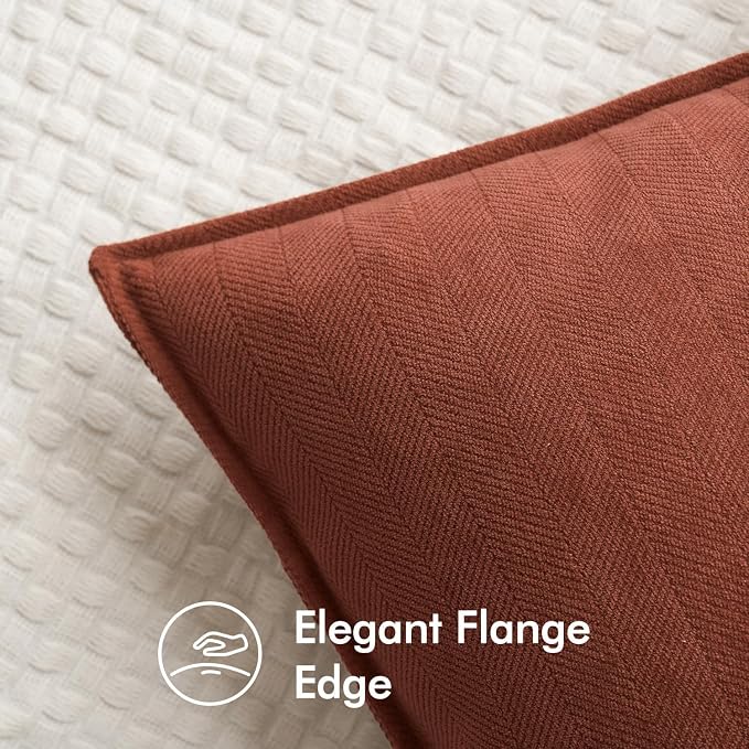 MIULEE Pack of 2 Fall Rust Decorative Chenille Pillow Covers 18x18 Inch | Soft Couch Throw Pillows,Farmhouse Cushion Covers with Elegant Design for Sofa,Bedroom,Living Room,Spring Home Decor