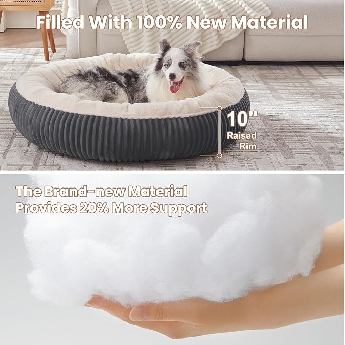 45 inches Calming Donut Dog Bed for Extra Large Dogs,Charcoal | Round Jumbo Pet Bed with Removable&Washable Cover,Milk Plush Faux Fur, Fits Pets up to 100 lbs