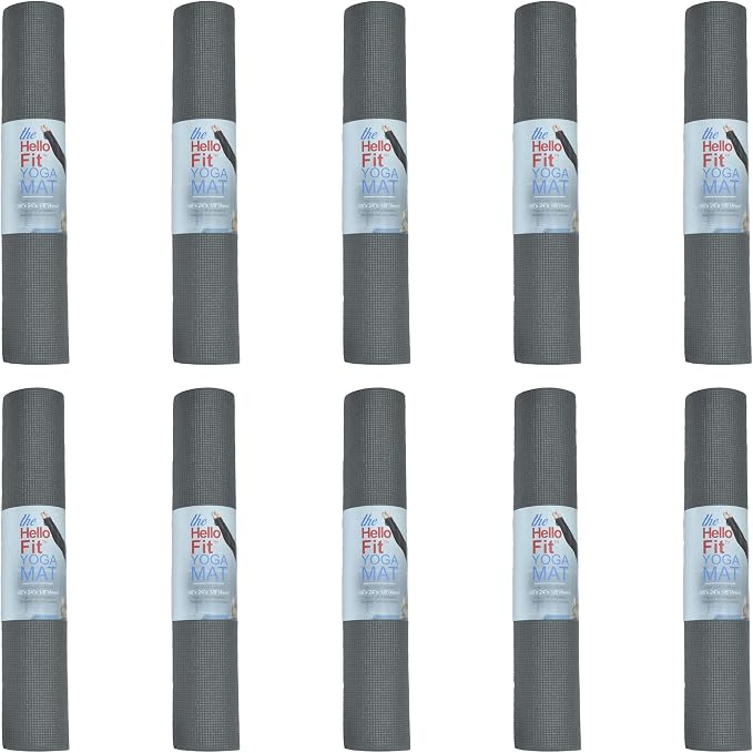 10-Pack Yoga Mat, 68" x 24" Non Slip Exercise Mat, 4mm Thick Gym Mat for Fitness and Stretching, Bulk Non Toxic Yoga Mats for Schools and Studios