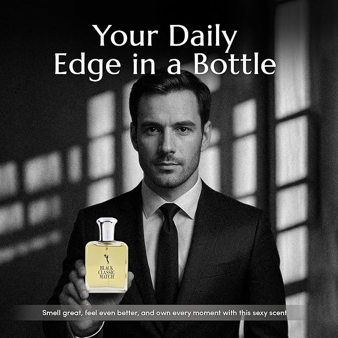 PB ParfumsBelcam Black Classic Match Eau De Toilette Spray for Men – 2.5 Fl. Oz Affordable, Long-Lasting Fresh Woody Fragrance with Leafy Green, Citrus, Sandalwood & Patchouli for Day & Night Use