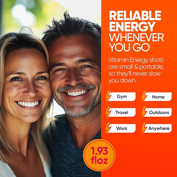 Vitamin Energy Immune+ Extra Strength Energy Shot Mango 8 Pack, 260mg Natural Caffeine, B-Vitamins, Citicoline, Green Tea, Immunity & Focus Support, Zero Sugar, Gluten-Free 1.93 fl oz