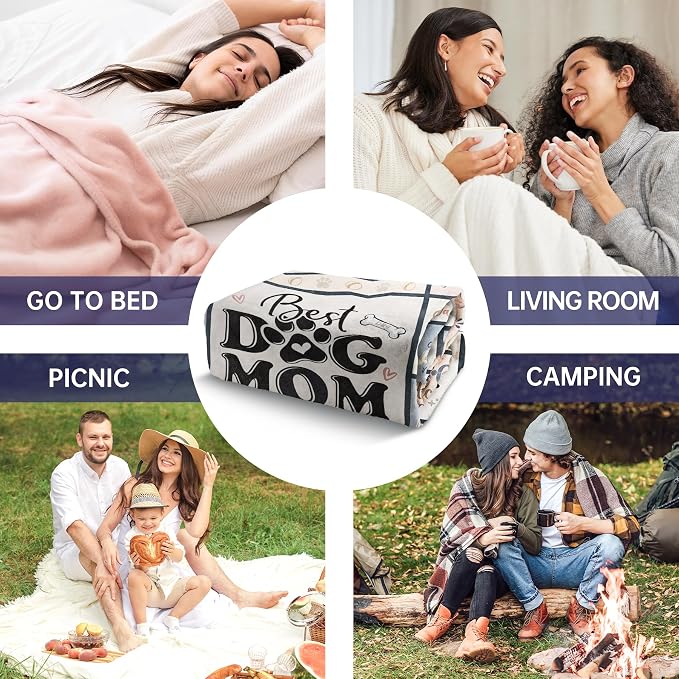 Dog Mom Gifts for Women– Best Mom Ever Blanket for Pet Lovers | Funny Canine-Inspired Throw for Women, Cozy Present for Dog Owners on Birthday, Christmas, or Mother’s Day 60" x 50"
