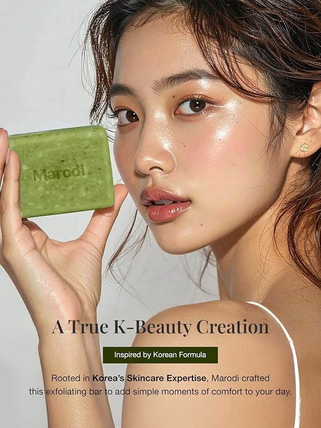 Body Scrub Bar Soap, 7 Oz (200g), Korean Exfoliating Body Wash Bar with Green Tea & Centella Extract, Subtle Fruity Citrus Scent, Deep Cleaning, Moisturizing & Refreshing, Sunrise Mist